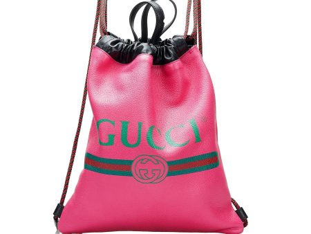 Gucci Logo Drawstring Backpack on Sale