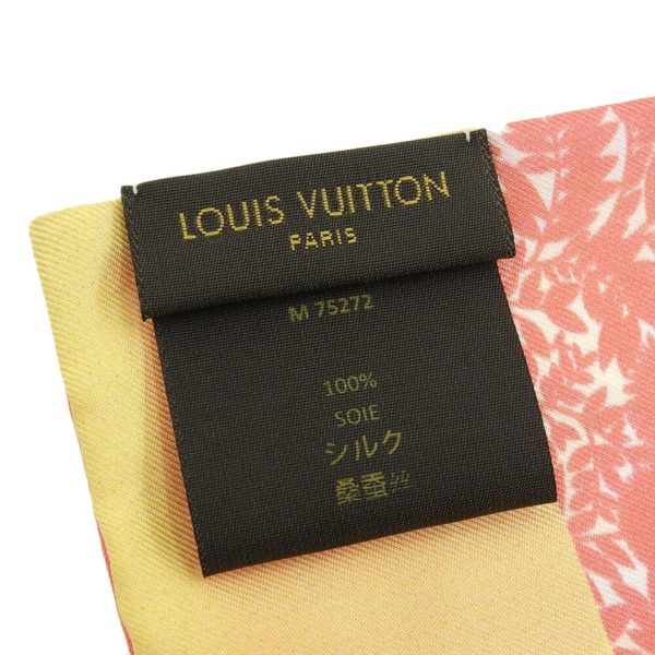 LOUIS VUITTON Bandeau Tropical Flower Scarf Silk Pink Yellow M75272 For Discount