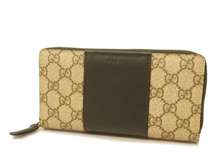 Gucci Long Wallet 451249 GG Supreme Beige Black Silver metal Online Sale