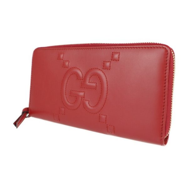 Gucci Long Wallet 453393 Leather Red Round Zipper Sale