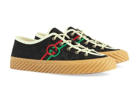 Gucci 703032 FAA5A 1182  Men s Shoes Black Canvas Interlocking G Trainer Sneakers (GGM1738) For Sale