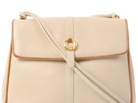 Gucci Logo Plate Shoulder Bag Beige Online Hot Sale