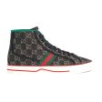 Gucci 625807 UN310 1290 Men s Shoes Black & Ivory Jacquard Denim Tennis 1977 High-Top Sneakers (GGM1735) Supply