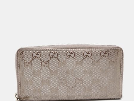 Gucci Lilac GG Imprime Canvas Zip Around Wallet on Sale