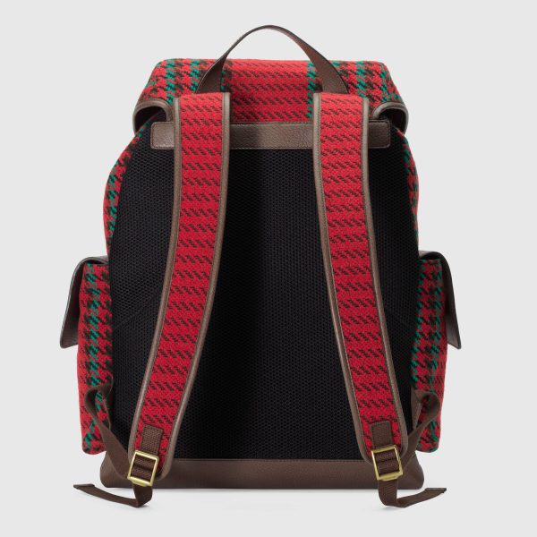 Gucci 625939 2J9AT 8274 Unisex s Multi-Color Houndstooth Fabric   Calf-Skin Leather Backpack (GG2074) Online Hot Sale