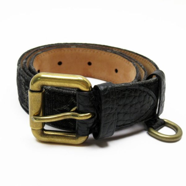 LOUIS VUITTON Belt 80 32 Monogram Denim Saint Tulle Noir Black Leather Canvas M6972 For Discount