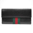 Gucci long wallet bi-fold for men brand logo sherry line with coin purse pigskin silver metal fittings black on Sale