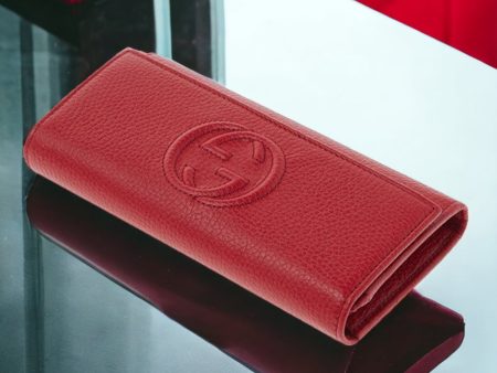 Gucci 598206 A7M0G 6523 Women s Red Calf-Skin Leather Flap-Closure Wallets (GGWW3609) For Sale