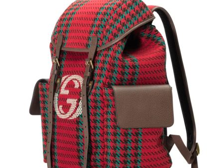 Gucci 625939 2J9AT 8274 Unisex s Multi-Color Houndstooth Fabric   Calf-Skin Leather Backpack (GG2074) Online Hot Sale