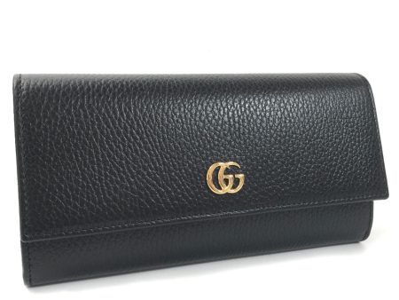 Gucci Long Wallet Continental GG Marmont?456116 Leather Black Men s GUCCI Online Hot Sale