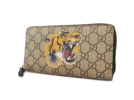 Gucci Long Wallet 451273 Women s GG Supreme Beige,Black Hot on Sale