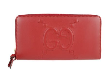 Gucci Long Wallet 453393 Leather Red Round Zipper Sale