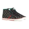 Gucci 625807 UN310 1290 Men s Shoes Black & Ivory Jacquard Denim Tennis 1977 High-Top Sneakers (GGM1735) Supply