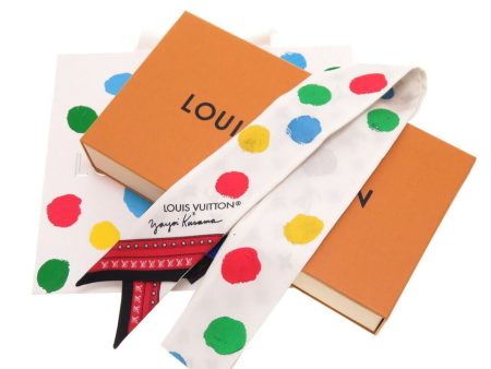 LOUIS VUITTON × Yayoi Kusama YK Bando BB Painted Dot M78284 White Silk Scarf Muffler For Discount