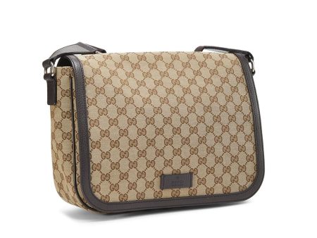 Gucci 449171 622011 Unisex Beige & Brown Canvas   Calf-Skin Leather Messenger Bag (GG2060) Cheap