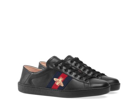 Gucci 473762 Ace Men s Shoes Black Embroidered Calf-Skin Leather Casual Sneakers (GGM1716) Fashion