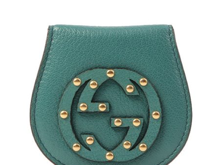 Gucci Logo Studs Coin Case Turquoise Green on Sale