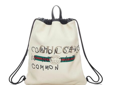 Gucci Logo Drawstring Leather Backpack Online now