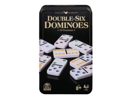 CARDINAL DOUBLE 6 COLOURED DOMINOS TIN For Cheap